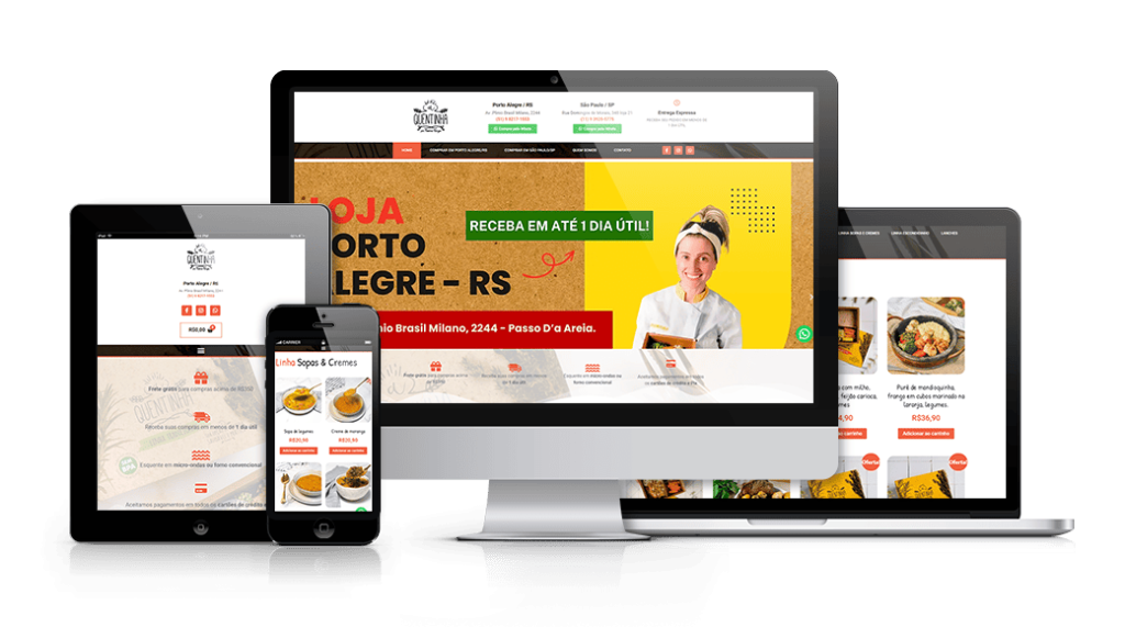 Mockup mostrando um projeto de criação de sites WordPress da OUSE WEB em múltiplos dispositivos.