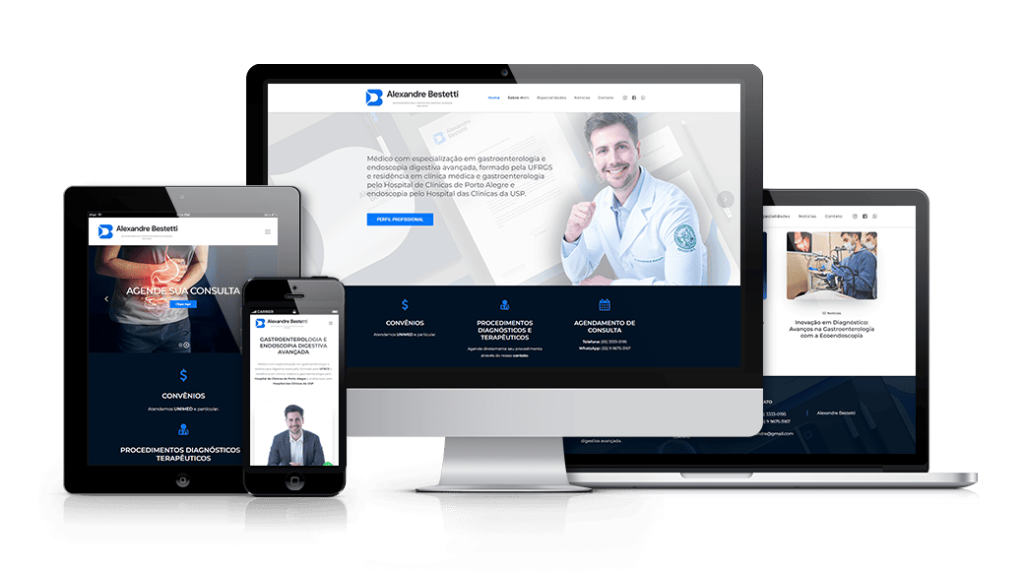 Mockup mostrando um projeto de criação de sites WordPress da OUSE WEB em múltiplos dispositivos.