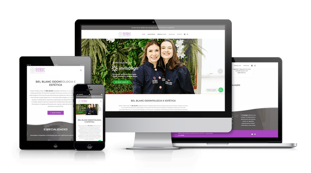 Mockup mostrando um projeto de criação de sites WordPress da OUSE WEB em múltiplos dispositivos.