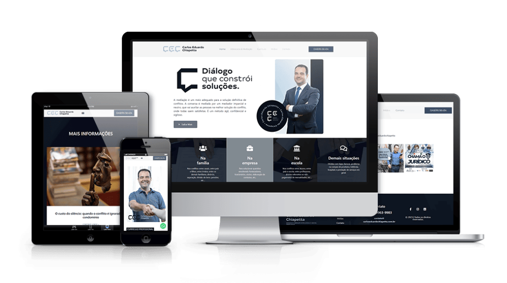Mockup mostrando um projeto de criação de sites WordPress da OUSE WEB em múltiplos dispositivos.