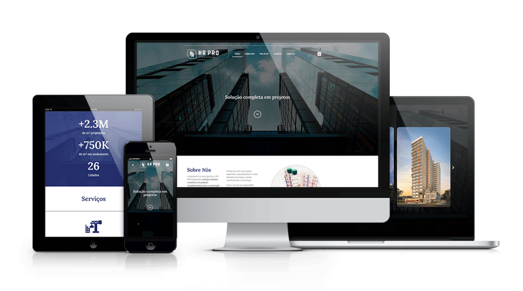 Mockup mostrando um projeto de criação de sites WordPress da OUSE WEB em múltiplos dispositivos.