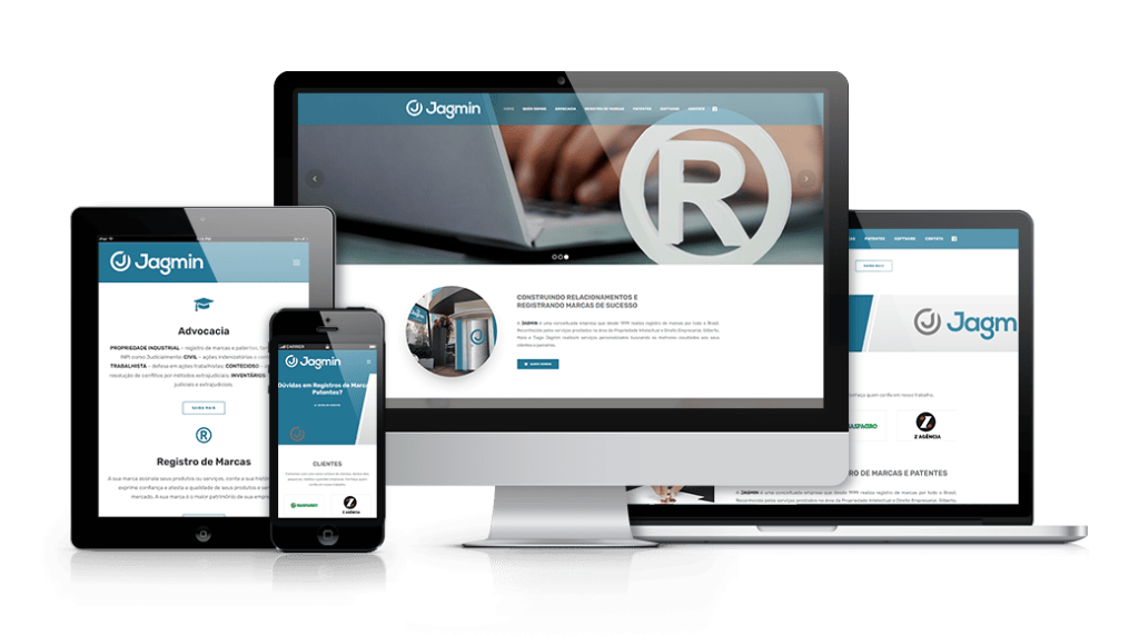 Mockup mostrando um projeto de criação de sites WordPress da OUSE WEB em múltiplos dispositivos.