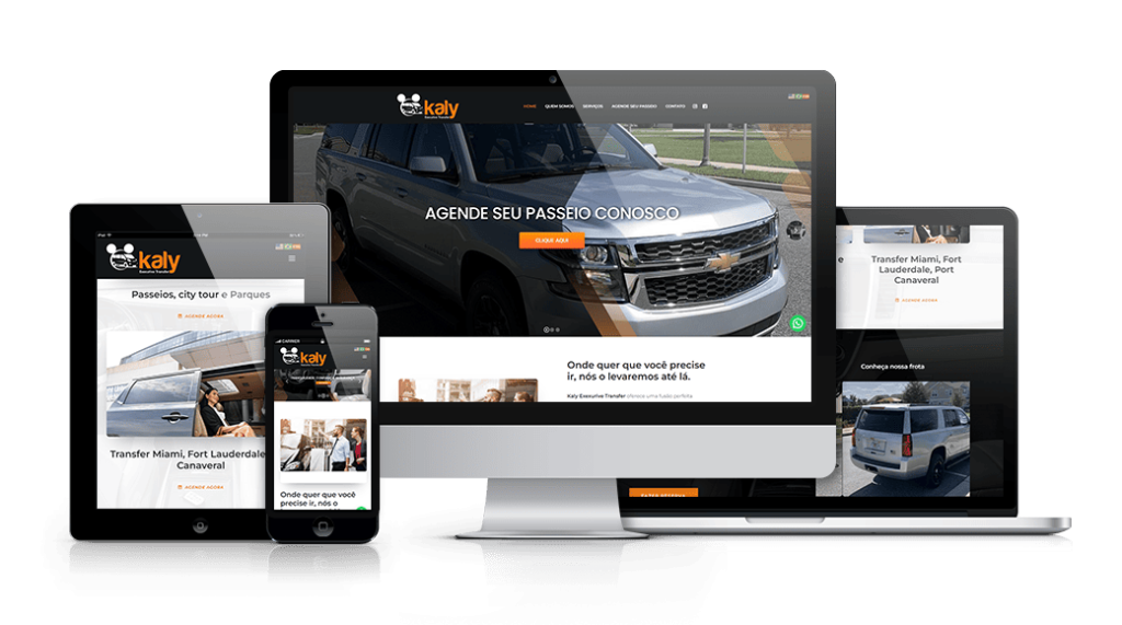 Mockup mostrando um projeto de criação de sites WordPress da OUSE WEB em múltiplos dispositivos.