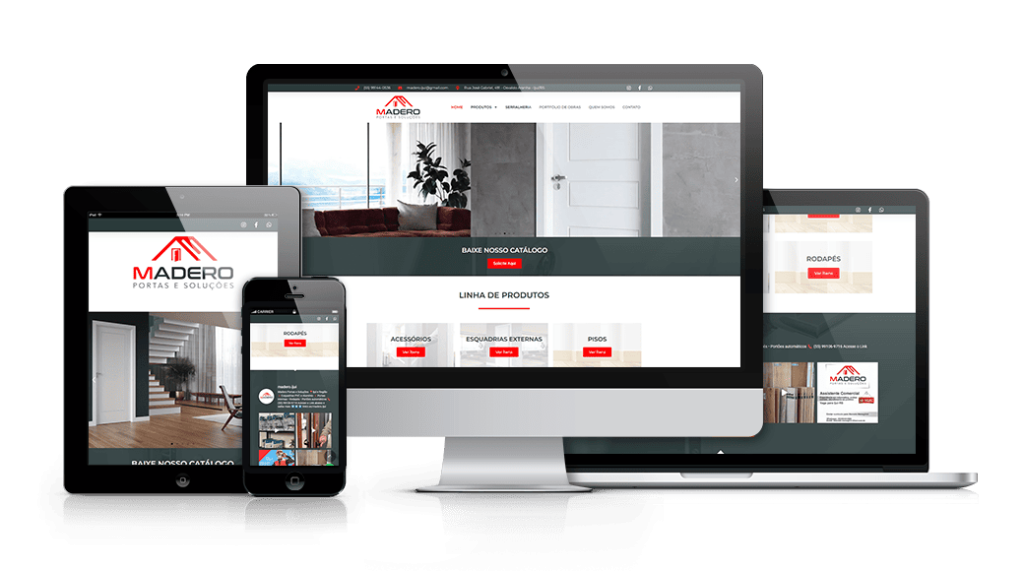 Mockup mostrando um projeto de criação de sites WordPress da OUSE WEB em múltiplos dispositivos.