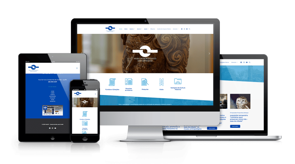 Mockup mostrando um projeto de criação de sites WordPress da OUSE WEB em múltiplos dispositivos.