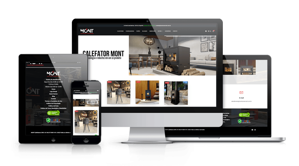 Mockup mostrando um projeto de criação de sites WordPress da OUSE WEB em múltiplos dispositivos.