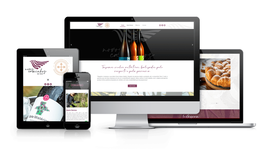 Mockup mostrando um projeto de criação de sites WordPress da OUSE WEB em múltiplos dispositivos.
