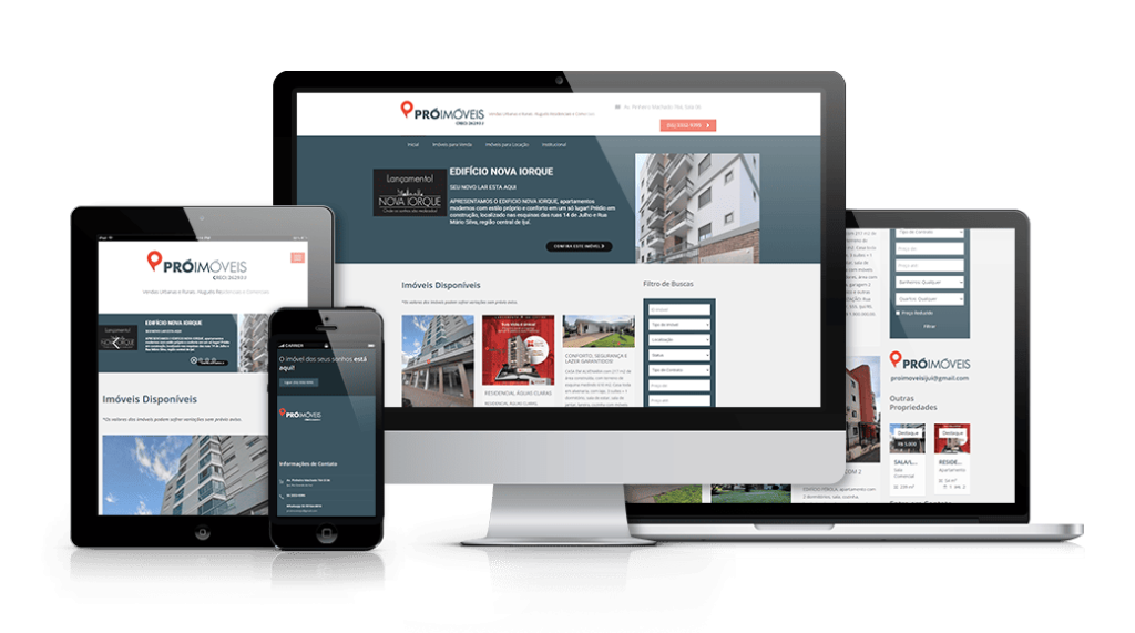 Mockup mostrando um projeto de criação de sites WordPress da OUSE WEB em múltiplos dispositivos.