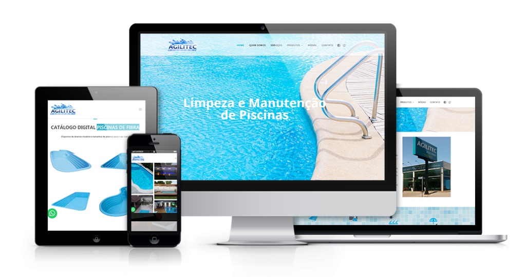 Mockup mostrando um projeto de criação de sites WordPress da OUSE WEB em múltiplos dispositivos.