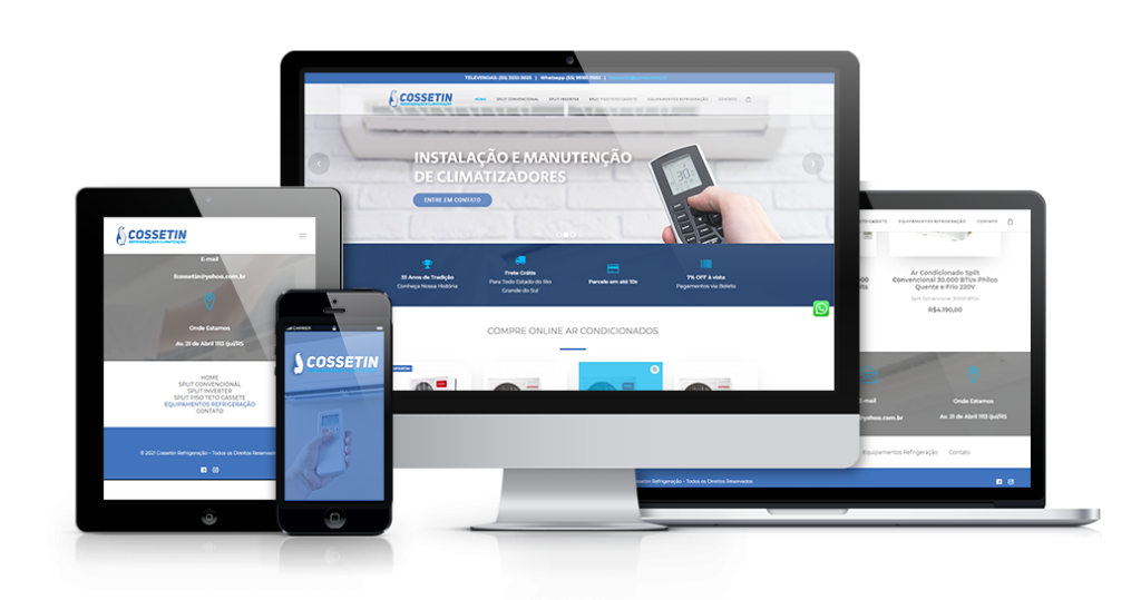 Mockup mostrando um projeto de criação de sites WordPress da OUSE WEB em múltiplos dispositivos.