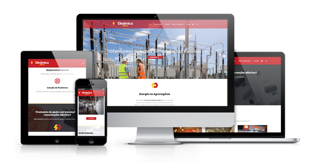 Mockup mostrando um projeto de criação de sites WordPress da OUSE WEB em múltiplos dispositivos.