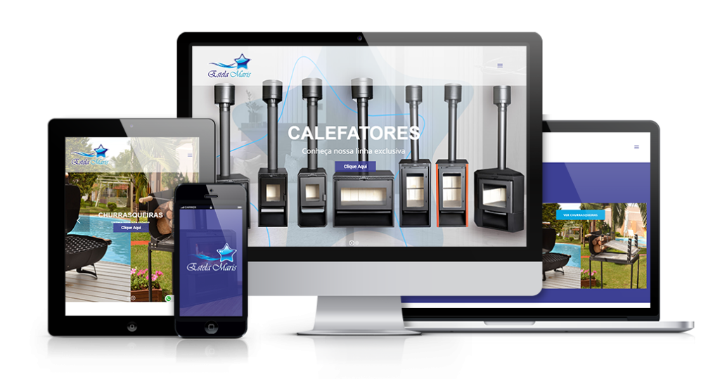 Mockup mostrando um projeto de criação de sites WordPress da OUSE WEB em múltiplos dispositivos.