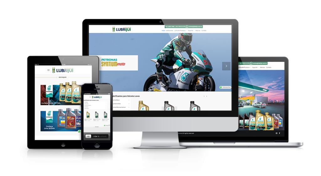 Mockup mostrando um projeto de criação de sites WordPress da OUSE WEB em múltiplos dispositivos.