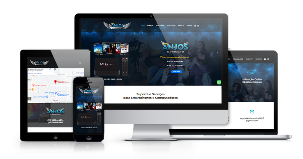 Mockup mostrando um projeto de criação de sites WordPress da OUSE WEB em múltiplos dispositivos.