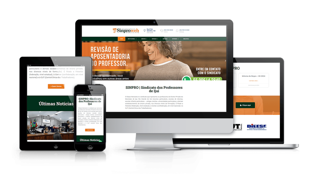 Mockup mostrando um projeto de criação de sites WordPress da OUSE WEB em múltiplos dispositivos.