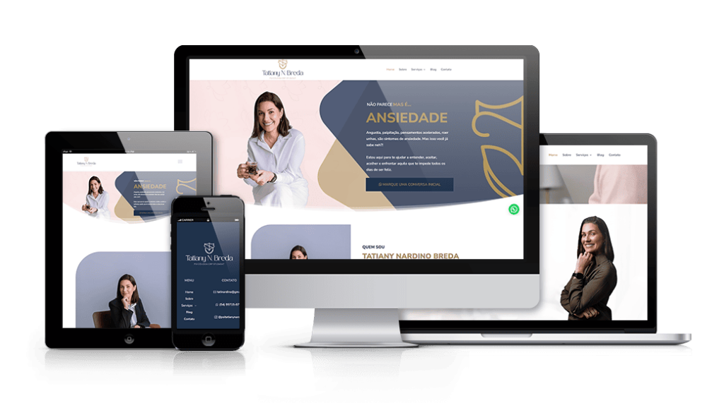 Mockup mostrando um projeto de criação de sites WordPress da OUSE WEB em múltiplos dispositivos.
