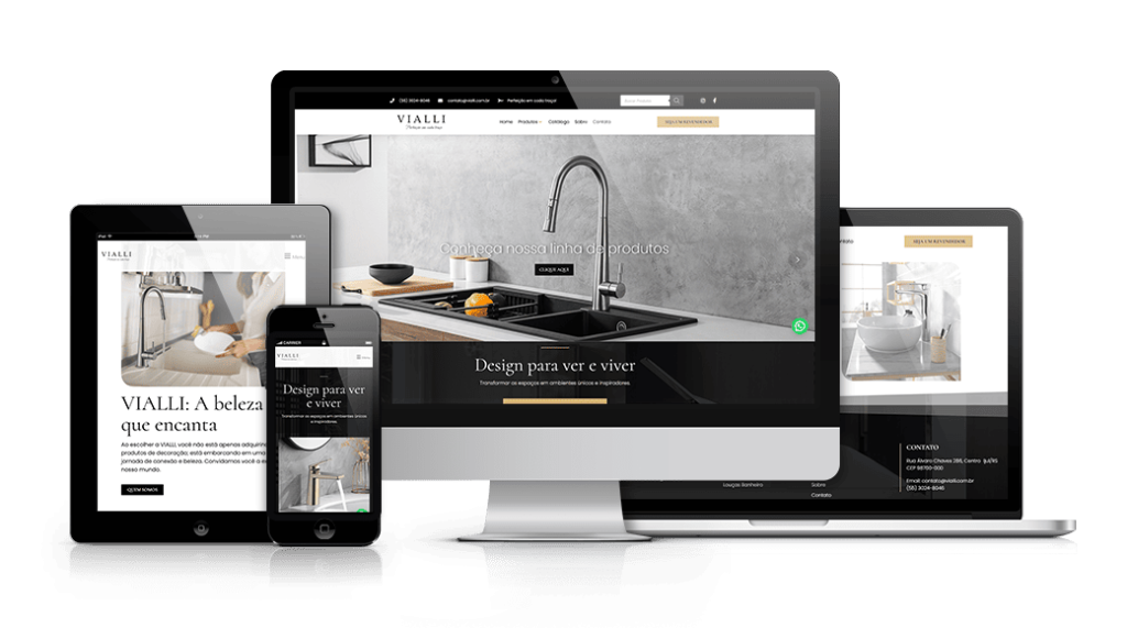 Mockup mostrando um projeto de criação de sites WordPress da OUSE WEB em múltiplos dispositivos.